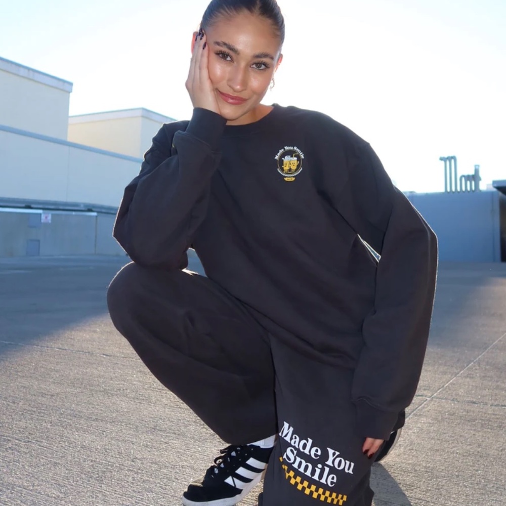 Made You Smile Jet Crewneck